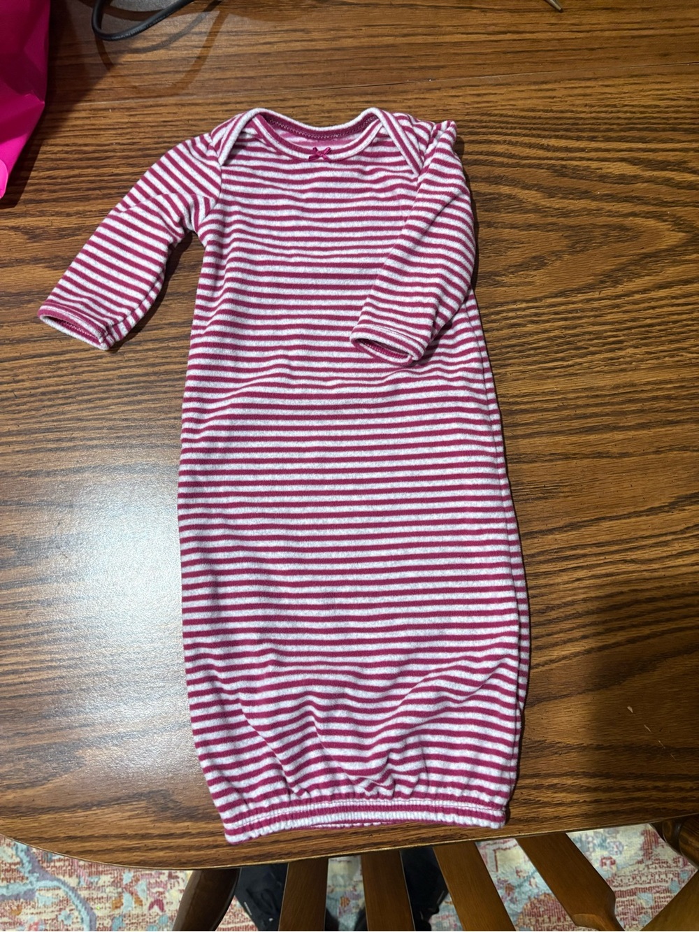 Carter's Pink and White Striped Sleeved Sleep Sack Gown